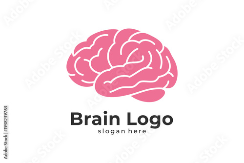 Human brain vector logo symbolizing intelligence, mental health and creative thinking