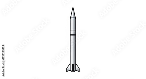 Simple Black and White Rocket Illustration.