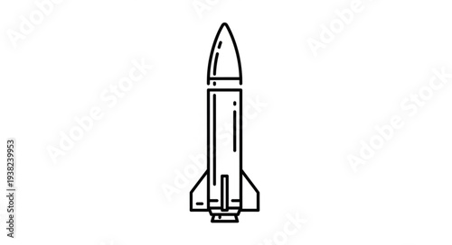 Simple Black and White Rocket Illustration.