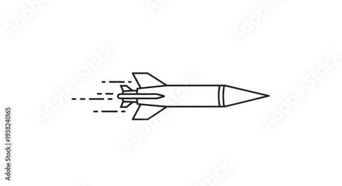 Simple Black and White Rocket Illustration.
