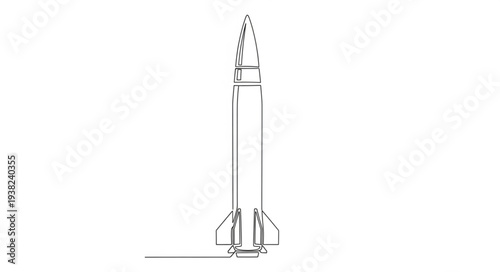 Simple Black and White Rocket Illustration.