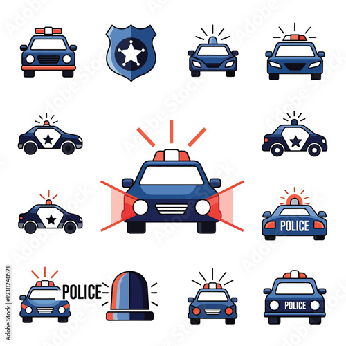 Police Car Icons Set