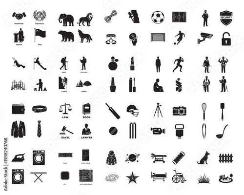 A basic black silhouette vector icon depicting an empty bucket with a handle, commonly used for carrying liquids, cleaning supplies, or construction materials in various practical applications.