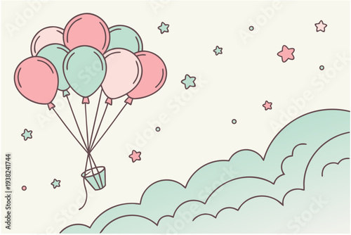 Pastel candy sky cartoon background simple vector illustration