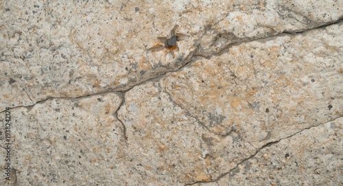 Close up limestone rock texture showing drill marks and highlighted focus zones