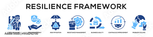 Glyphcolor - Resilience Framework web banner icon vector illustration concept