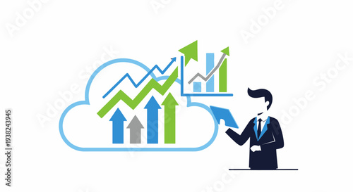 Businessman Holding Growth Chart Graph.
