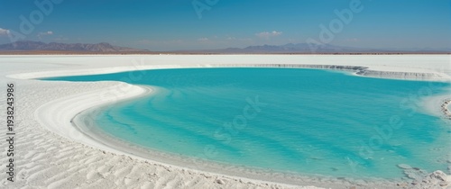 Panel kuchenny z motywem Bright turquoise natural salt water lake surrounded by white desert salt