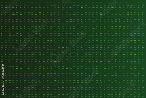 Glowing green binary and decimal numbers form a dynamic gradient digital data stream pattern