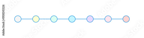 横線で繋がっている7色の丸 - おしゃれでかわいいパステルカラーのインフォグラフィックのテンプレート