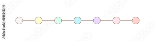 横線で繋がっている7色の丸 - おしゃれでかわいいパステルカラーのインフォグラフィックのテンプレート