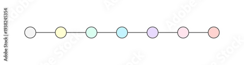 横線で繋がっている7色の丸 - おしゃれでかわいいパステルカラーのインフォグラフィックのテンプレート