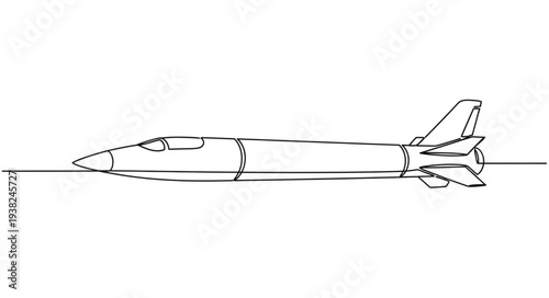 Simple Line Drawing of Fighter Jet.