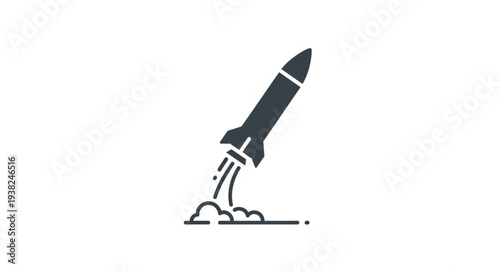 Simple Black Rocket Launching Upwards.