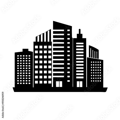 Modern City Skyline Silhouette Illustration.