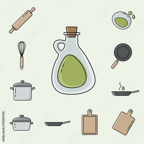 Olive Oil and Kitchen Utensils