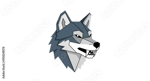 Cartoon Wolf Head Illustration Profile View.