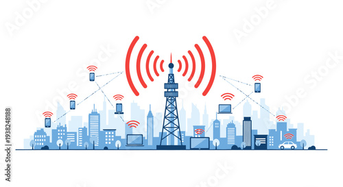 Cellular Network Tower Emitting Signals.