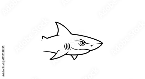 Cartoon shark head in profile.