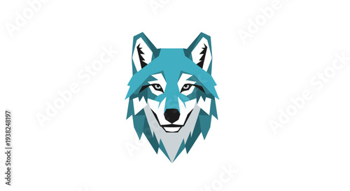 Cartoon Wolf Head Illustration with Blue Fur.
