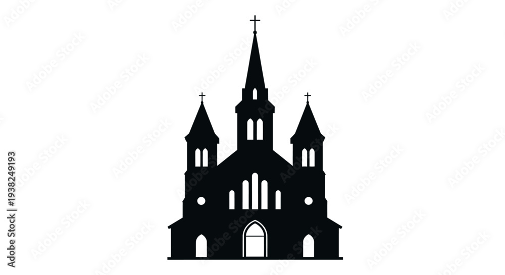 Obraz premium Church silhouette graphic religious symbol vector illustration architecture design