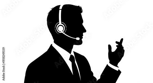 Customer service representative silhouette with headset