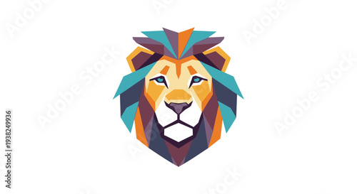 Colorful Lion Head Logo Illustration Design.