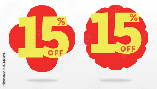 15% retail, off, special, offer, sticker, business, discount, price, value, ads, sale, store, tag, offer. Banner, percent, commerce, set, icon, vector