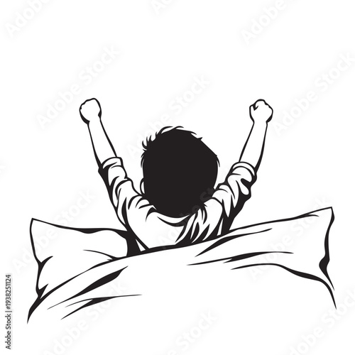 silhouette of a child waking up