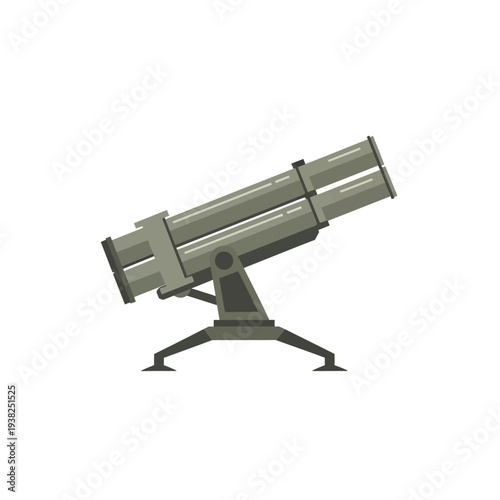 Military Rocket Launcher on Tripod Stand, Weapon System, Artillery