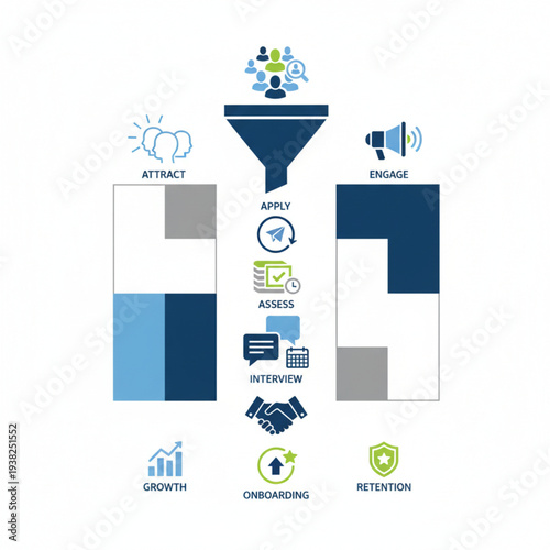 Business Growth Strategy Funnel Attract, Apply, Assess, Interview, Onboarding, and Retention