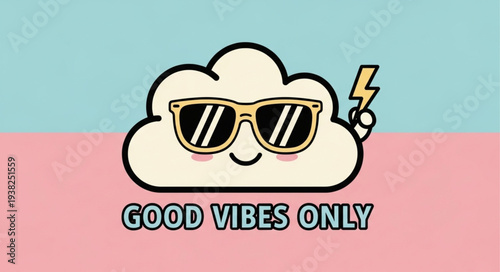 Cartoon cloud character with sunglasses and lightning bolt.