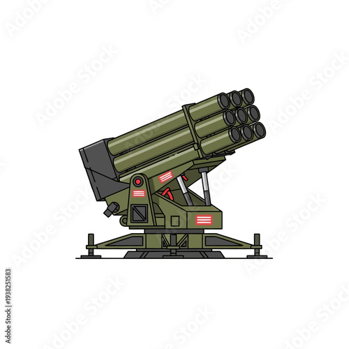 Military rocket launcher system, army weapon, artillery, defense technology, combat equipment