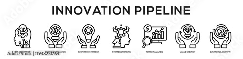 Innovation Pipeline web banner icon illustration concept