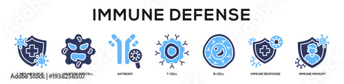 Glyphcolor - Immune Defense web banner icon vector illustration concept