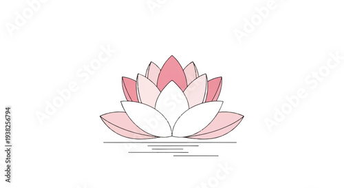 Serene Lotus Flower Floating on Calm Water Surface Illustration from a Top Viewpoint