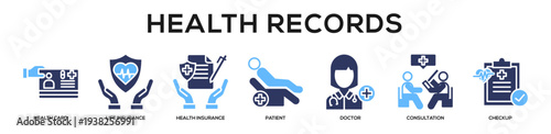 Glyphcolor - Health Records web banner icon vector illustration concept