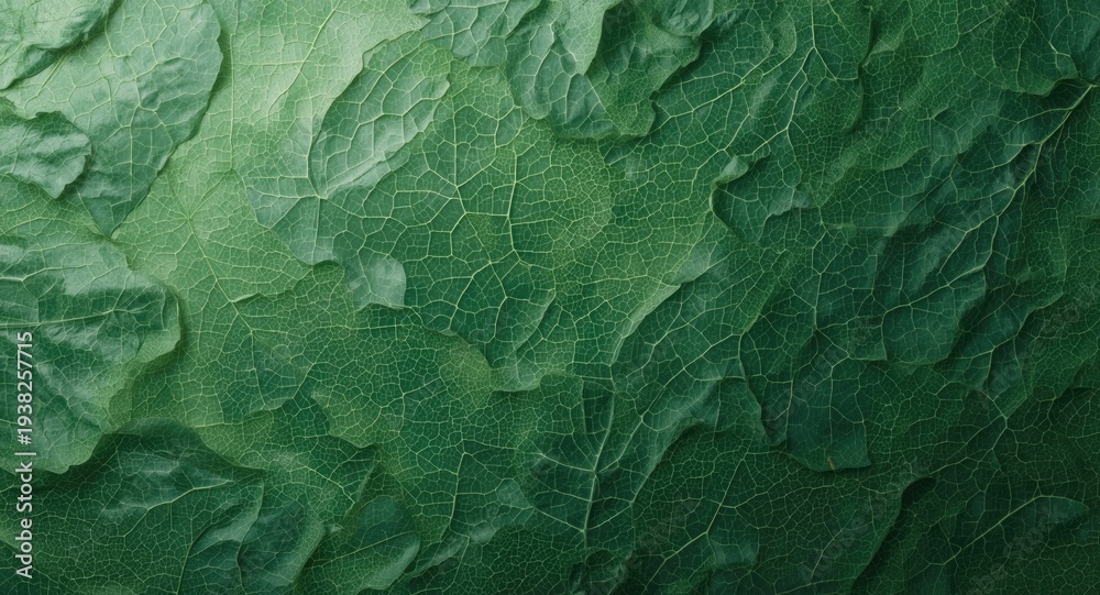 Fototapeta premium A natural textured leaf background with ample copy space and soft daylight highlights