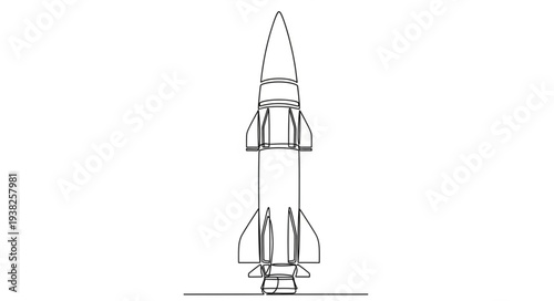 Simple Line Drawing of Rocket.