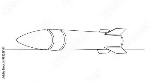Simple Line Drawing of Rocket.