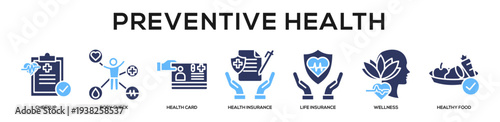 Glyphcolor - Preventive Health web banner icon vector illustration concept