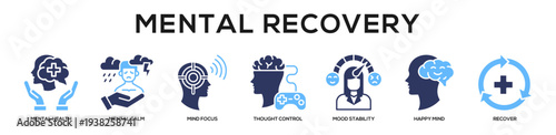 Glyphcolor - Mental Recovery web banner icon vector illustration concept