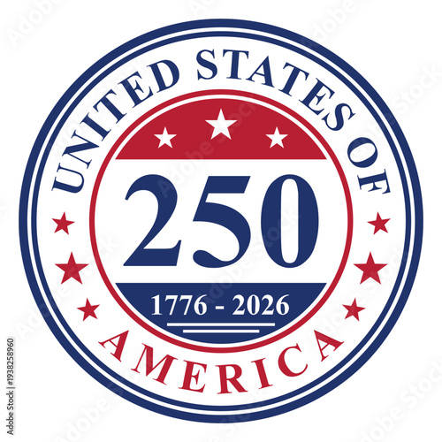 rubber stamp with the name of usa,American Independence 250 Years Anniversary Logo vector illustration template