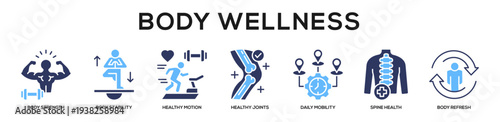 Glyphcolor - Body Wellness web banner icon vector illustration concept