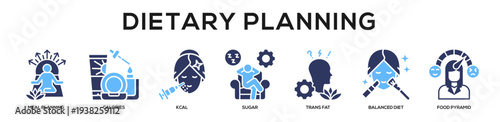 Glyphcolor - Dietary Planning web banner icon vector illustration concept