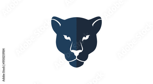 Dark Blue Panther Head Illustration Closeup.