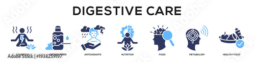 Glyphcolor - Digestive Care web banner icon vector illustration concept