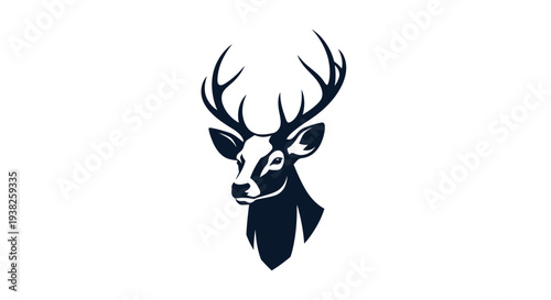 Deer Head Illustration with Antlers Graphic.