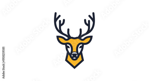 Deer Head Logo Illustration with Antlers.