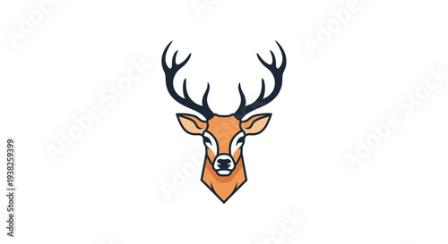 Deer Head with Antlers Illustration.